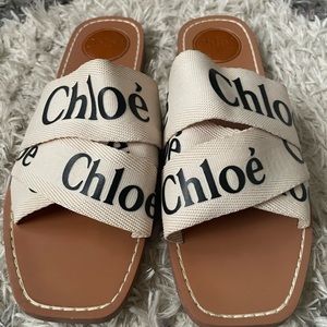Chloe woody logo sandal slide